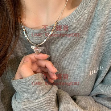 鈦鋼三角形小方塊項鏈 女嘻哈土酷蹦迪冷淡風不掉色衛衣鏈【不二雜貨】