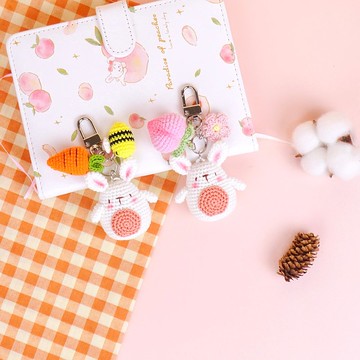 鉤編娃娃兔鑰匙扣手工禮物