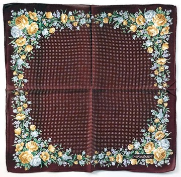 Yves Saint Laurent 古董手帕 玫瑰花圈 18.5 x 18.5 英吋