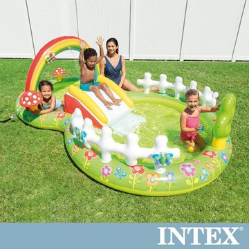 【INTEX】彩虹花園戲水池/滑水道/泳池/兒童泳池 290*180*104CM(450L)適用2歲+(57154NP)