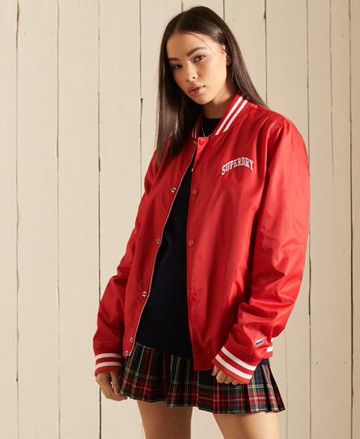 Superdry Women's Women's Oversized Varsity Baseball Jacket Red / Risk Red - Size: S