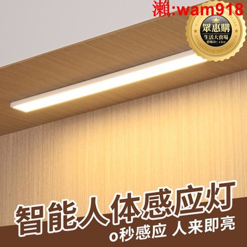 【店長推薦】能人體感應條燈宿舍櫥櫃衣櫃超薄自粘小夜燈起夜餵奶護眼led燈