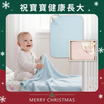 【奇哥】比得兔天絲泡泡紗四季被禮盒 70x90cm (被子+安撫玩偶)｜寶寶新生兒禮、滿月禮、彌月禮、嬰兒禮盒、彌月禮盒、附提袋、聖誕節快樂