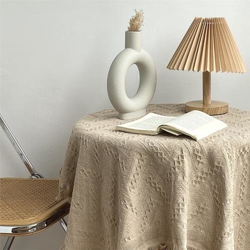 ins美食復古家居桌布軟裝攝影背景裝飾書桌布餐桌布T形格白色拍照