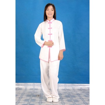 現貨供應弘喧 立領直排 白滾粉 靈修衣 禪服 團體 禪修服 打坐 套裝 茶服 道服 修道 居士服 慈惠堂 母娘 宮廟