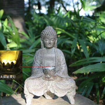 佛像 宗教擺件 家居擺件禪意花園佛像擺件太陽能燈庭院陽臺新中式佛客廳玄關裝飾擺設喬遷