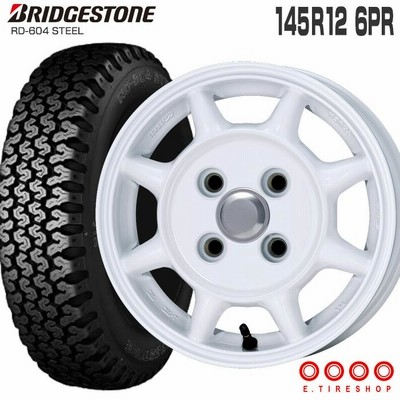 ブリヂストン 604V 145/80R12 80/78N エンケイ サム タフ 12×4.0 ホワイト 12インチ ハイゼット タイヤホイールセット  4本セット BRIDGESTONE 軽トラ 軽バン LINEショッピング