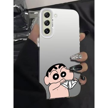 搞怪小新支架適用三星s21手機殼男Galaxy S21 Ultra磨砂Galaxy S21 FE硬殼創意彩銀防摔新款全包小眾高級感