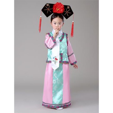 清朝格格服裝古裝兒童女滿族晴川小燕子公主服宮女甄嬛傳表演出服