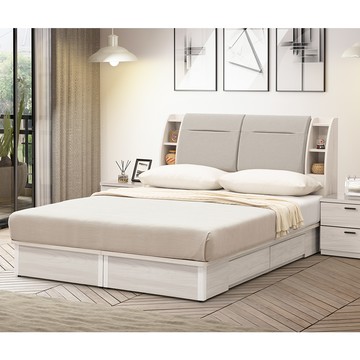 直人木業-COCO左右置物5尺雙人收納兩抽床組