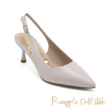 Pineapple Outfitter-SAADET 質感素面後空裸跟鞋-白色