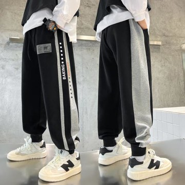 GILE男童春秋款褲子兒童裝春季運動褲洋氣衛褲中大童春裝潮酷