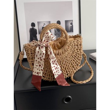 簡約休閑海邊度假小包包女2025春夏新款編織草編包小眾時尚單肩包