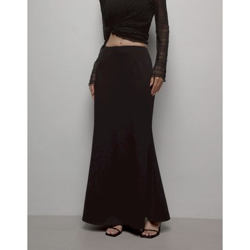 CHIC A SPACE 【柔光空氣層】鬆緊魚尾長裙(黑/咖啡/深灰) 女裝 現貨