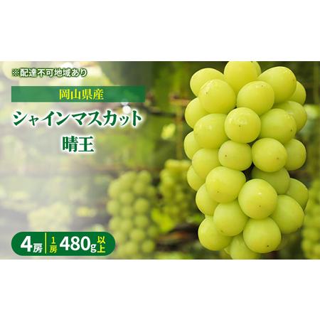 ふるさと納税 ぶどう 2024年 先行予約 シャイン マスカット 晴王 4房（1房480g以上）約2kg マスカット 岡山県産 国産 フルーツ 果物 ギフト 岡山県瀬戸内市