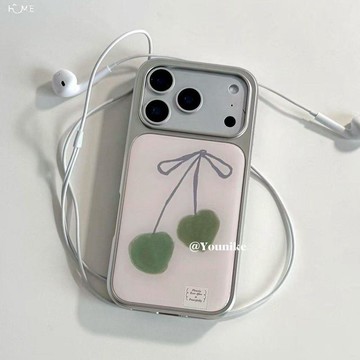 ins風甜美小白櫻桃電鍍銀 適用蘋果iPhone17promax手機殼1615pro