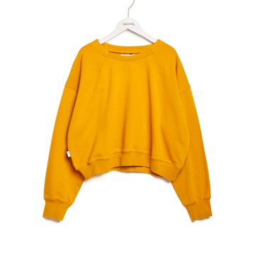 SOMETHING｜女裝｜打褶落肩短版長袖T恤