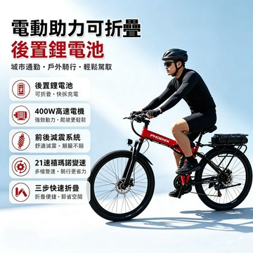 🔸臺灣熱銷🔸鋰電電動助力自行車 摺疊電動腳踏車 雙減震男女成人旅行山地電助力車 電動自行車 電輔車 110v電動 代步車