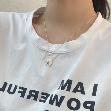 韓國東大門女款橢圓形幾何亮銀項鏈 S925純銀毛衣鏈冬季新款ins