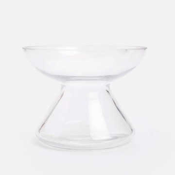 查莉造型透明玻璃花器14cm 缽型寬口