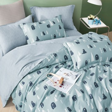 天絲™40支100%萊賽爾纖維 / 四件式兩用被床包組 / 呆萌熊