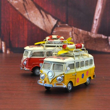 仿古擺件拍照道具復古櫥窗童裝店裝飾品創意家居擺設鐵藝巴士車模