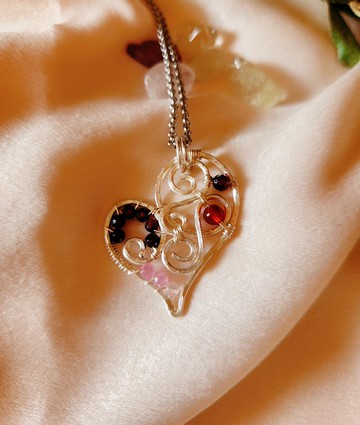 暖心桃心-石榴石│紅瑪瑙【心鍾所屬】/金屬線編織項鍊