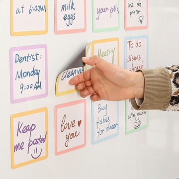 可擦寫白板磁貼 六色組 磁性留言貼 冰箱貼 磁性貼 便簽 留言板 冰箱便利貼 學習教具【BlueCat】【JC5518】