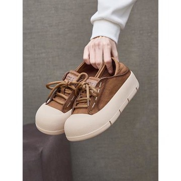 真皮厚底休閑運動鞋2025新款春秋松糕學生鞋兩穿小個子增高女拖鞋