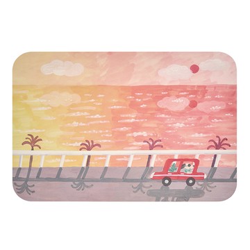 【怪獸】新銳設計師 10秒頂吸 軟式珪藻土吸水地墊 阿文 (60x40cm) -海岸線的兜風