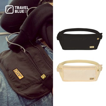 【Travel Blue 藍旅】 RFID 屏蔽輕量級 超薄貼身腰包 防盜腰包 證件包 貼身包