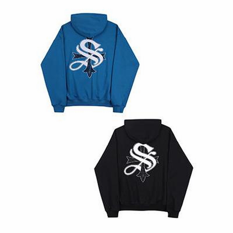 SUPPLIER サプライヤー ジップフーディ M-XLサイズ ロゴ グラフィック パーカー メンズ レディース ユニセックス ブラック/ブルー  CROSS ZIP HOODIE-2.COLOR- | LINEショッピング