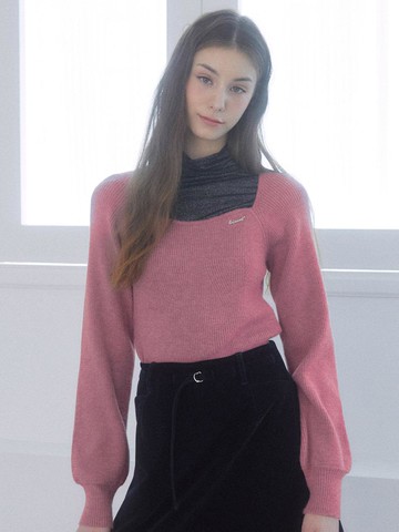 Puff Square Neck Pullover [PINK]