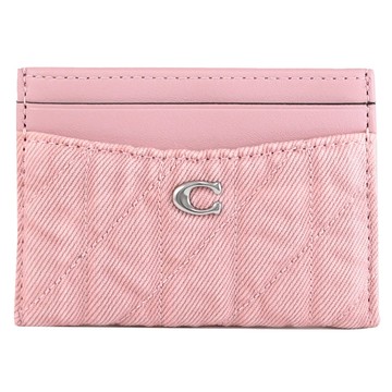 COACH CBF61 絎縫牛仔布隨身名片卡夾.芭蕾粉