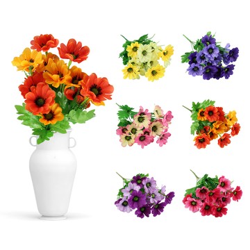 洛陽牡丹 14頭大號小野菊仿真花假花塑膠花裝飾花仿真花束小雛菊絹花花藝花 2pcs