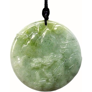 【小樂珠寶】芙蓉帶黃翡山水畫 天然A貨翡翠玉石吊墜子項鍊H48