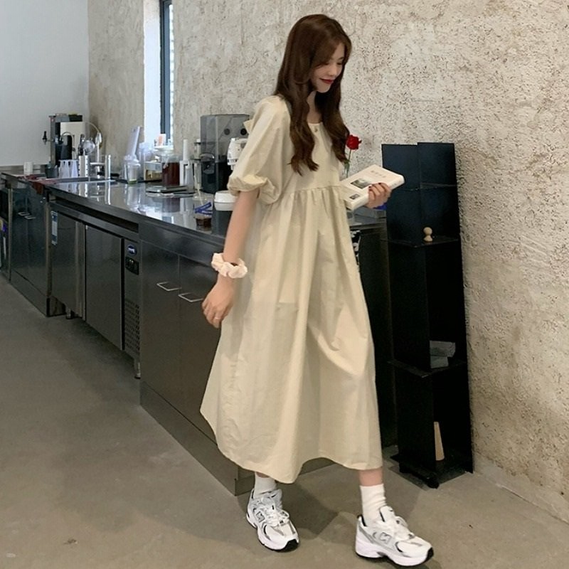 細身ワンピバルーン袖低身長マキシワンピースオーバーサイズ夏用レディース 通販 Lineポイント最大0 5 Get Lineショッピング