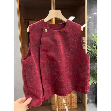 新中式國風別致絕美提花馬甲背心女春季新款高級感修身顯瘦上衣潮