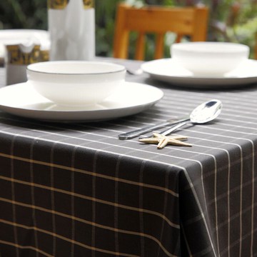 美式防水桌布布藝黑色格子餐桌布長方形茶幾臺布簡約現代飯店擺攤