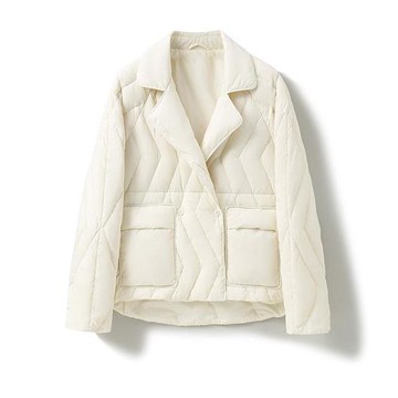 【米蘭精品】羽絨外套鴨絨夾克-90%含絨西裝領短款暗扣女外套2色74ia34