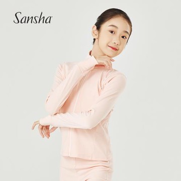 sansha 三沙大童舞蹈保暖服女 芭蕾舞練功服磨毛長袖上衣側邊拉鏈