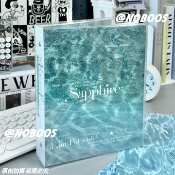 🎁桃園出貨🎁夏日果凍海四格相冊硬殼A5四宮格開口活頁相冊3寸拍立得收納冊子--神奇