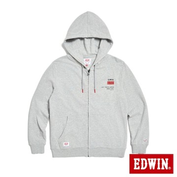 EDWIN 男裝 大紅日長袖連帽外套-銀灰色