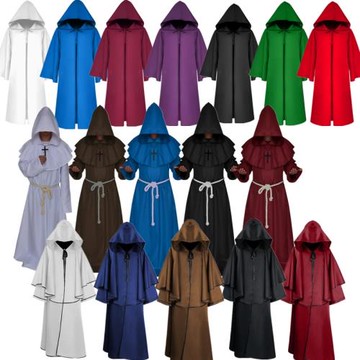 中世紀連帽長袍斗篷長袖巫師向導五色披風萬圣節密室巫師長袍服裝