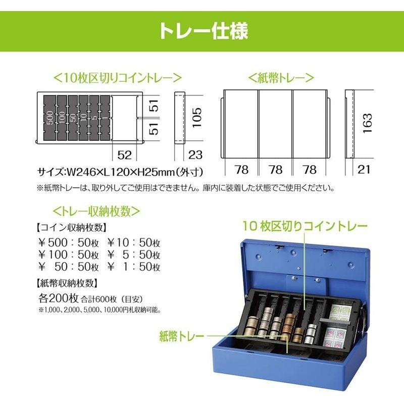 手提げ金庫 カール事務器 キャッシュボックス A5薄型スリム ブルー CB