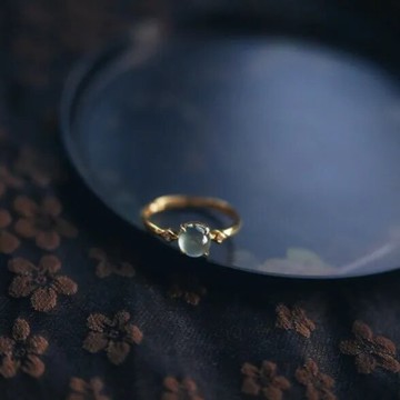 原創高冰晴水小冰蛋玉髓戒指s925純銀鑲嵌鉆石尾戒女時尚百搭