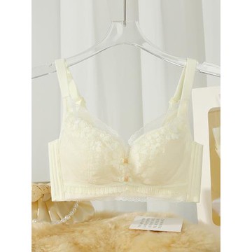 內衣女士薄款小胸聚攏蕾絲無鋼圈大胸顯小收副乳防下垂文胸罩秋季