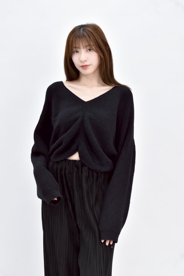 (L) cash 黑色針織長袖上衣