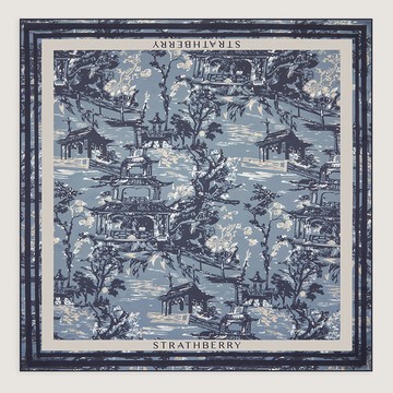 Strathberry - Silk Square Scarf - Blue
