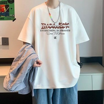 美式短袖t恤男夏季2025新款青少年潮牌潮流字母印花半袖寬鬆上衣